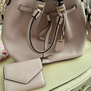 Michael Kors Blush Pink Leather Bucket Bag and Wallet Set